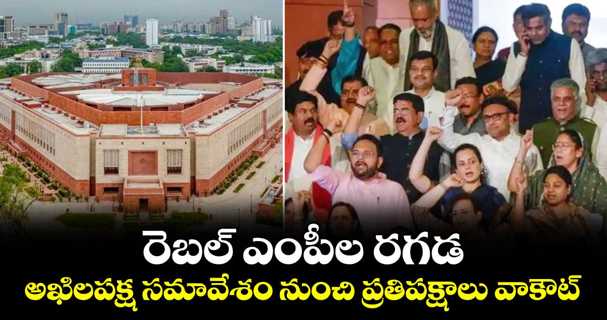 అఖిలపక్ష సమావేశం: రెబల్ ఎంపీల ఆహ్వానంపై ప్రతిపక్షాల వాకౌట్