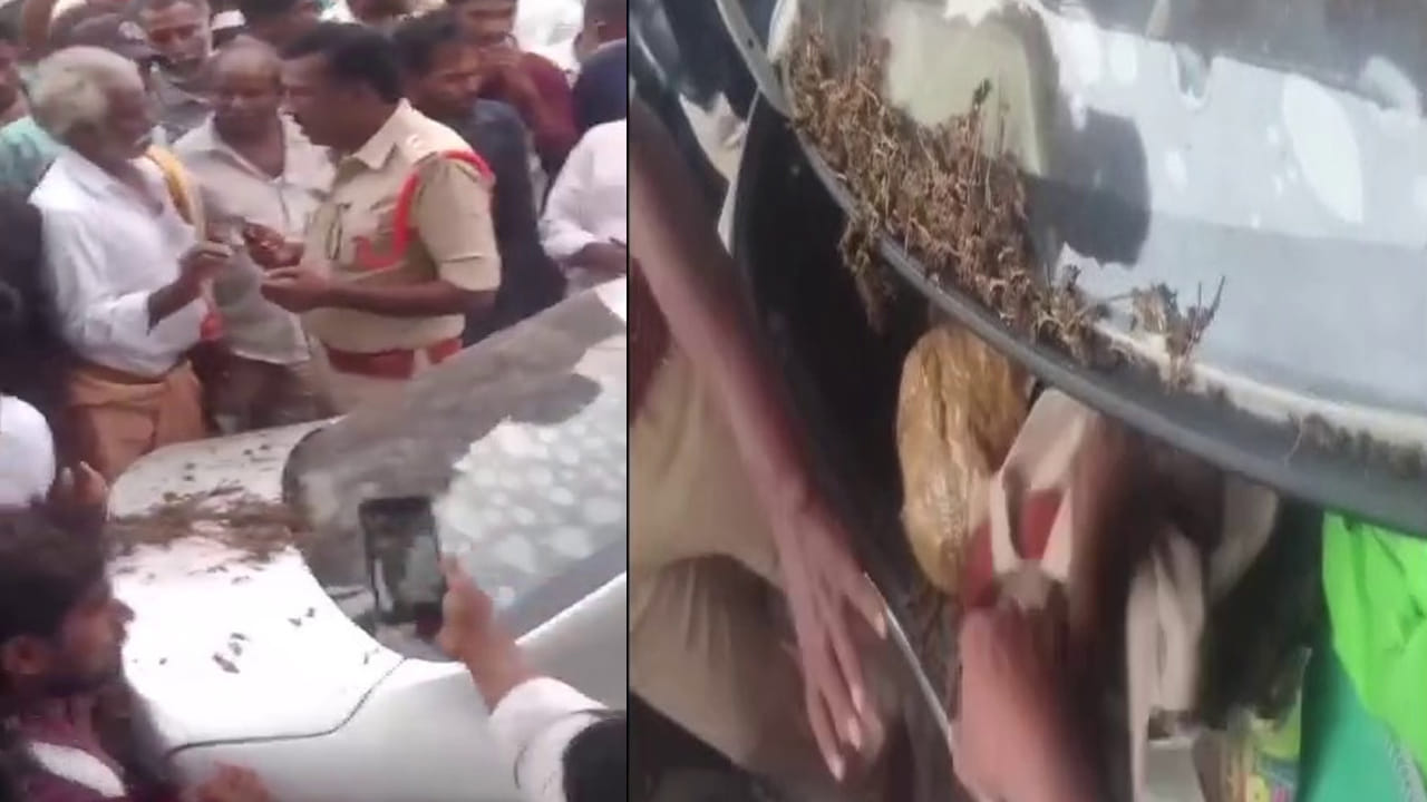ప్రకాశం జిల్లాలో పోలీసుల కారు ప్రమాదం: కారులో గంజాయి, మద్యం బాటిళ్లు