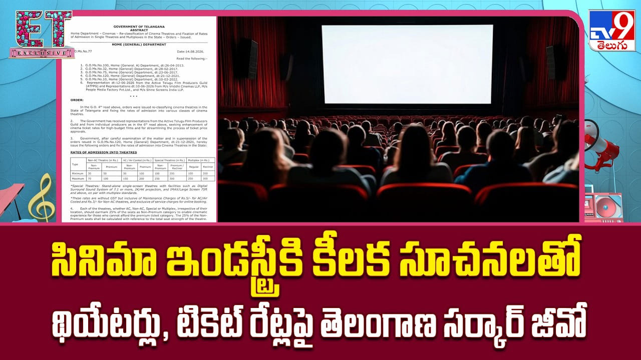 తెలంగాణలో కొత్త సినిమా టికెట్ ధరలు, థియేటర్ నిబంధనల జీవో విడుదల